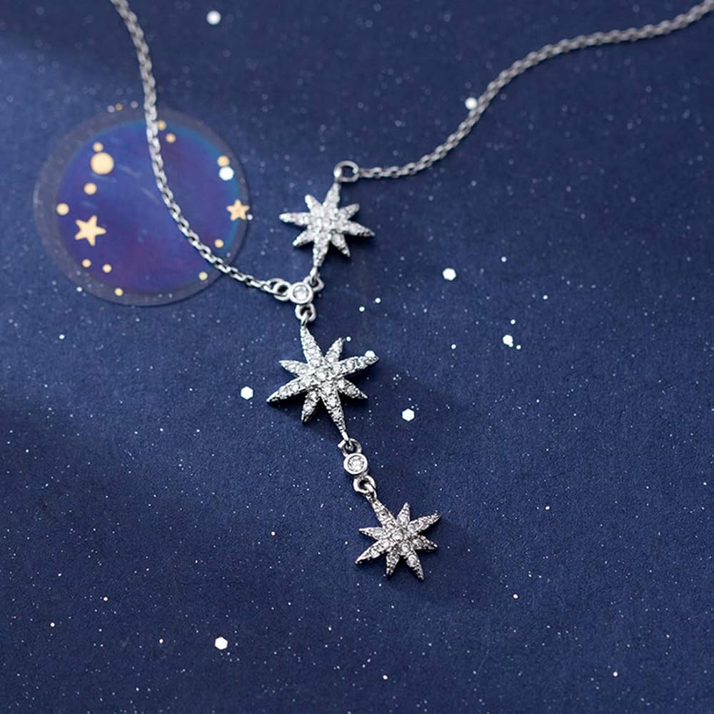 Amazon.com: SLUYNZ CZ Star Y Necklace for Women Teens 925